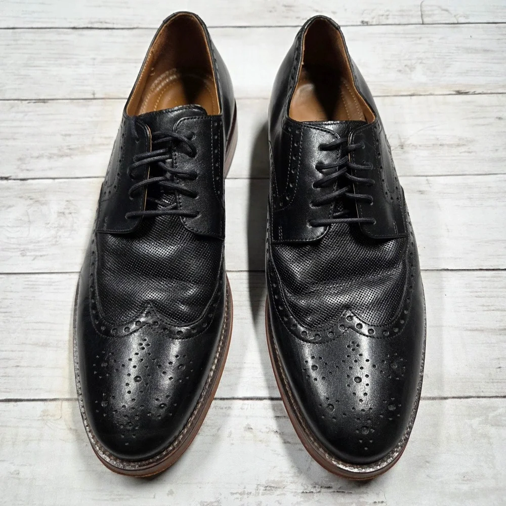 J. Murphy Johnston & Murphy Wingtip Oxford Shoes Men 9.5M Black Leather 59-1045